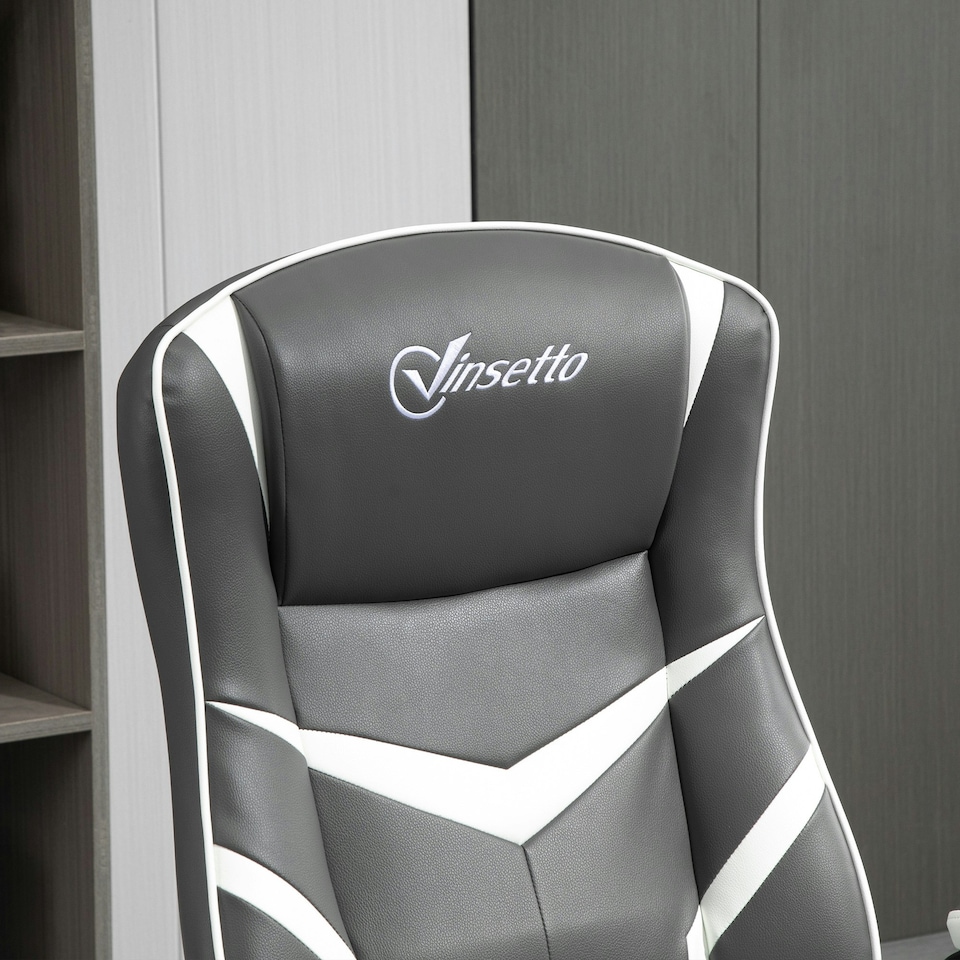 image 1 of Vinsetto Racing Video Game Chair PVC Leather Computer Gaming Chair Grey