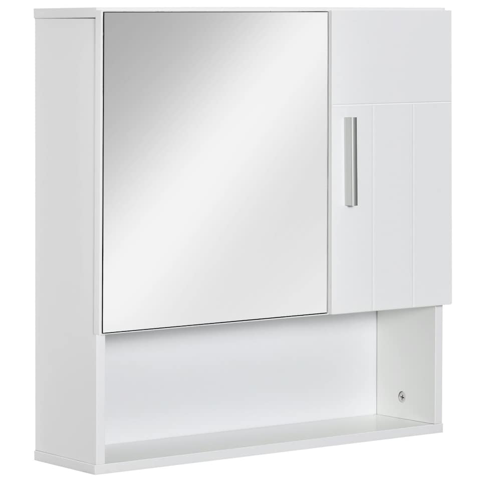 image 1 of kleankin Bathroom Mirror Cabinet Wall Mount Storage Organizer with Door
