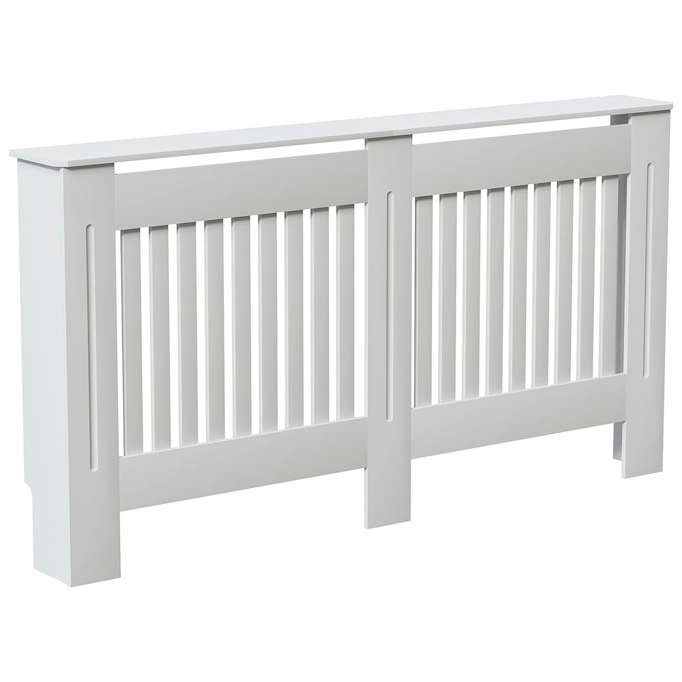 image 1 of Vida Designs Chelsea Radiator Cover Painted MDF Slatted Cabinet, White, 152cm