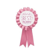 Mother's Day World's Best Mummy Pink Rosette Pin Badge 15cm