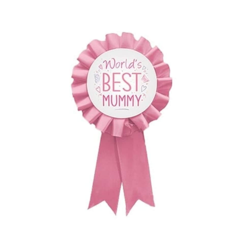 Mother's Day World's Best Mummy Pink Rosette Pin Badge 15cm