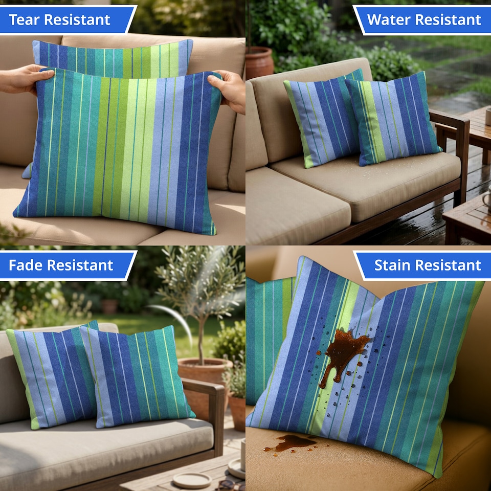 image 1 of Covers&All Sunbrella Pillows Set of 2 UV Fade resistant and Water Repellent Square Throw Pillows