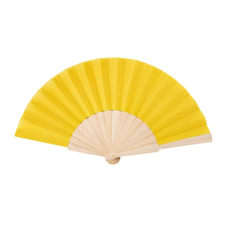 image 1 of MidOcean Fanny Wood Wood Handheld Fan - Yellow - One Size