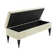 image 2 of 90cm Sierra Striped Naples Upholstered Ottoman Storage Bench with Black Turned Wooden Legs - Cream Shoes Storage Bench