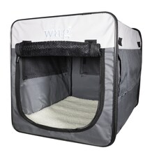 Henry Wag Folding Fabric Travel Crate, Perfect For Home, Outdoor Use, Or Travel, Size Large | Grey | Grey | Large | 1