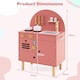 image 2 of COSTWAY Pretend Play Kitchen Wooden Kitchen Playset with Stoves Pink
