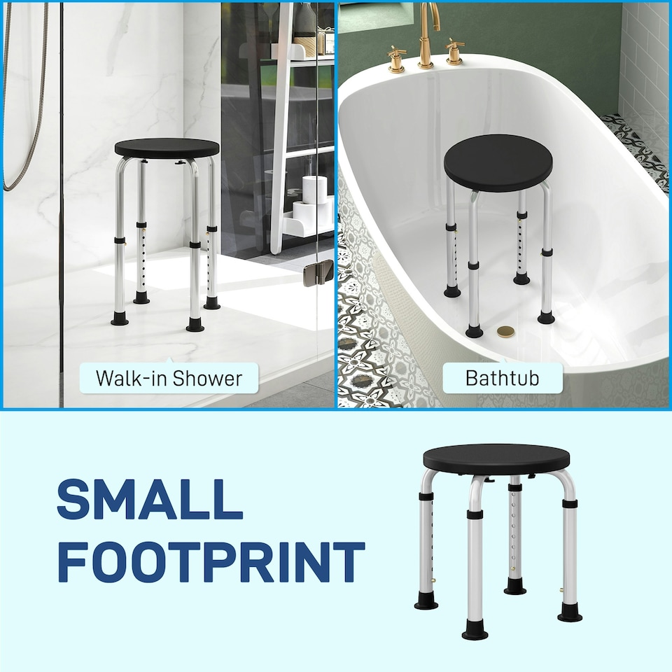 image 1 of HOMCOM Bath Chair Height Adjustable Shower Seat for Elderly Black