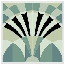 Green geo arches (Picutre Frame) White | XS