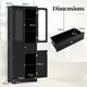 image 4 of COSTWAY 160cm Bathroom Storage Cabinet Freestanding Black Black