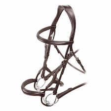 Velociti Padded Leather Roll Horse Cavesson Bridle - Havana - X Full
