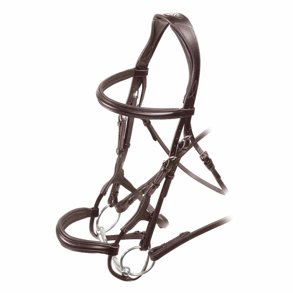 Velociti Padded Leather Roll Horse Cavesson Bridle - Havana - X Full
