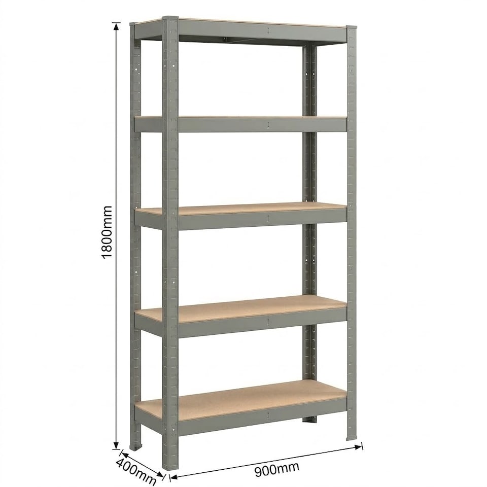 image 1 of Shelving Unit Grey Boltless Heavy Duty 5 Tier  – 180cm Tall, 375kg Capacity Garage Racking