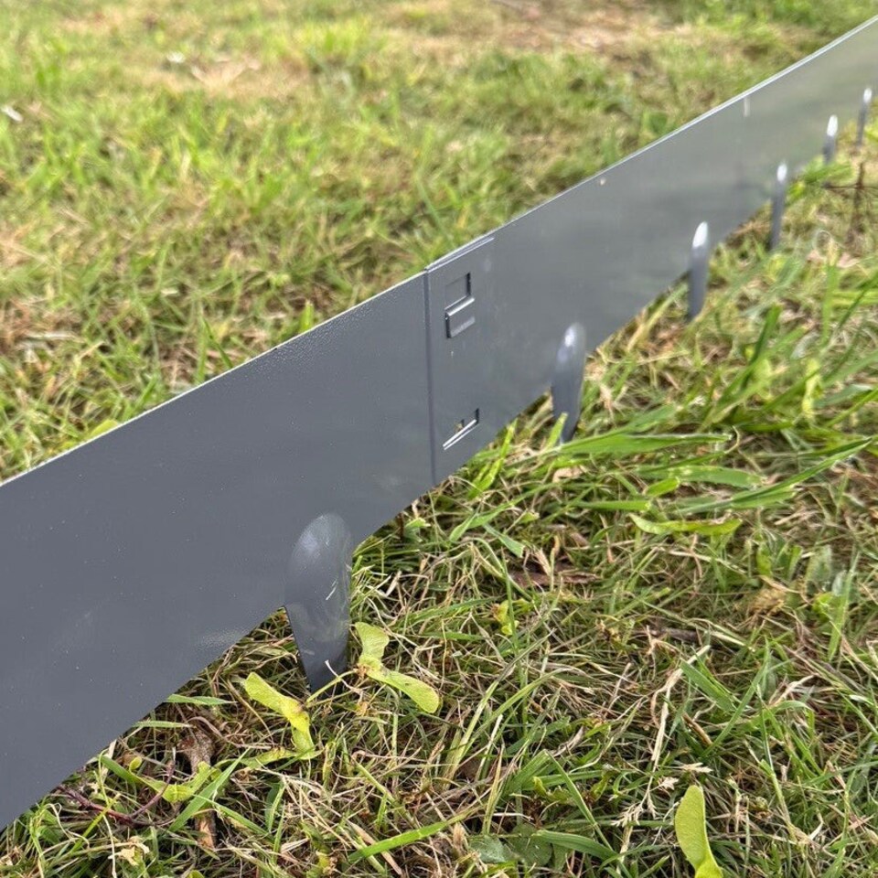 image 1 of Metal Garden Lawn & Border Edging in Grey (106cm x 8cm) - 20 Panels