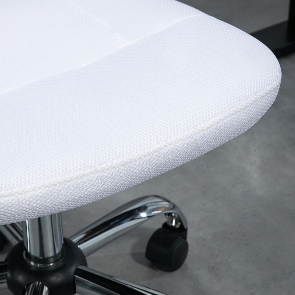 image 1 of Vinsetto Armless Office Chair with Adjustable Height Mesh Back Wheels White