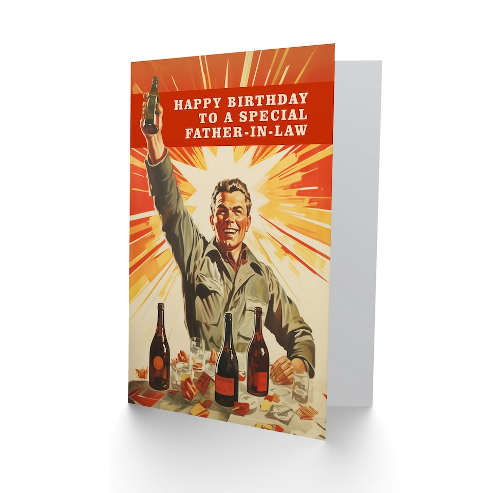 image 1 of Special Retro 1950S Style Beer Wine Lover Father in Law Birthday Card