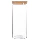 image 4 of Argon Tableware Glass Storage Jars - Carved Wood Lid - 1.5 Litre - Modern Round Scandi Organisation Container Glass Jar - Set of 6