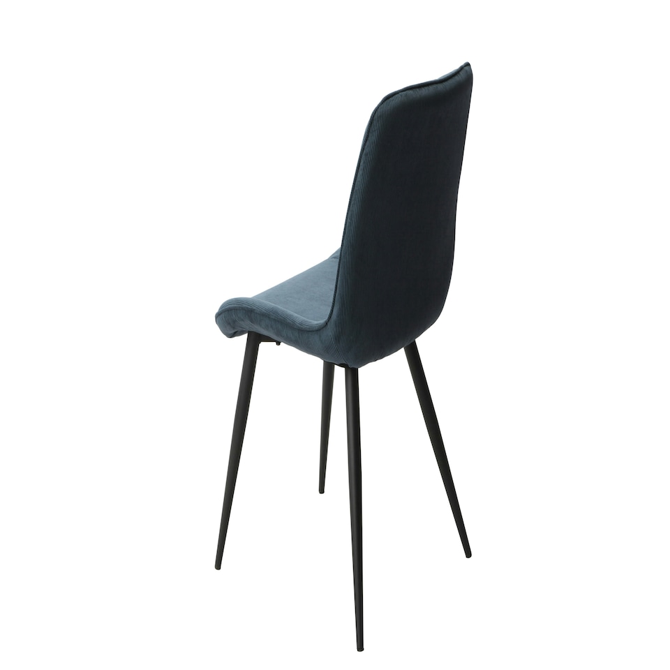 image 1 of Core Products Pair of Aspen Blue Cord Diamond Stitch Fabric Dining Chairs - Black Tapered Legs Blue