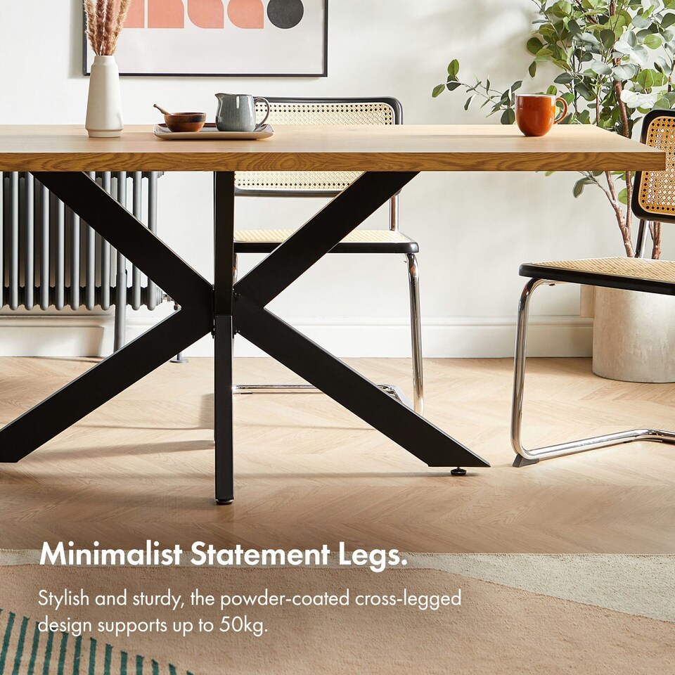 image 1 of VonHaus Abel Rectangular 6 Seater Dining Table with Wood Effect Top