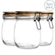 image 1 of Argon Tableware Wooden Clip Lid Storage Jars - 750ml - Clear Seal - Pack of 3
