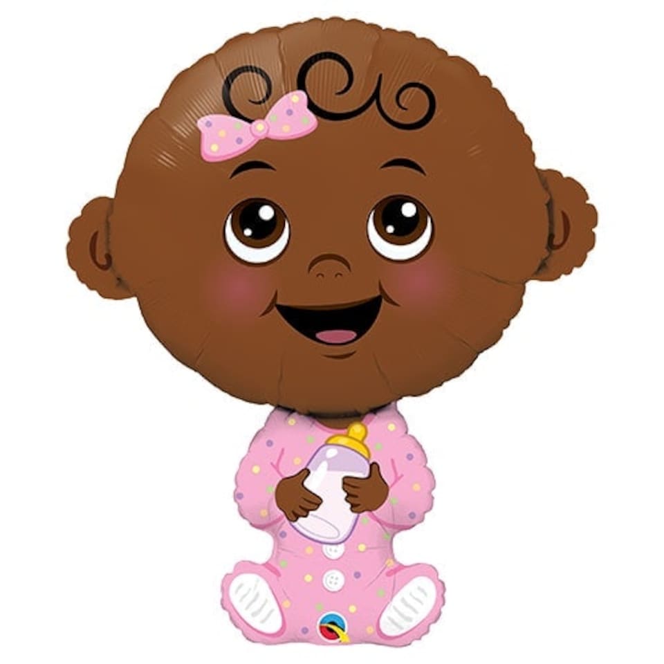 Baby Girl Dark Skin Tone Helium Foil Giant Qualatex Balloon 97cm / 38 in