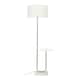 image 1 of ValueLights Tavel Brushed Chrome Silver Floor Lamp with Table and White Shade