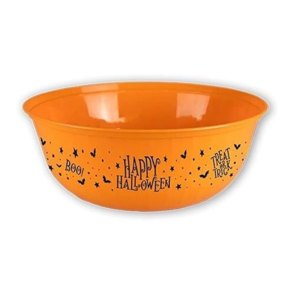 Orange Happy Halloween Round Reusable Plastic Treat Bowl 30cm | Orange