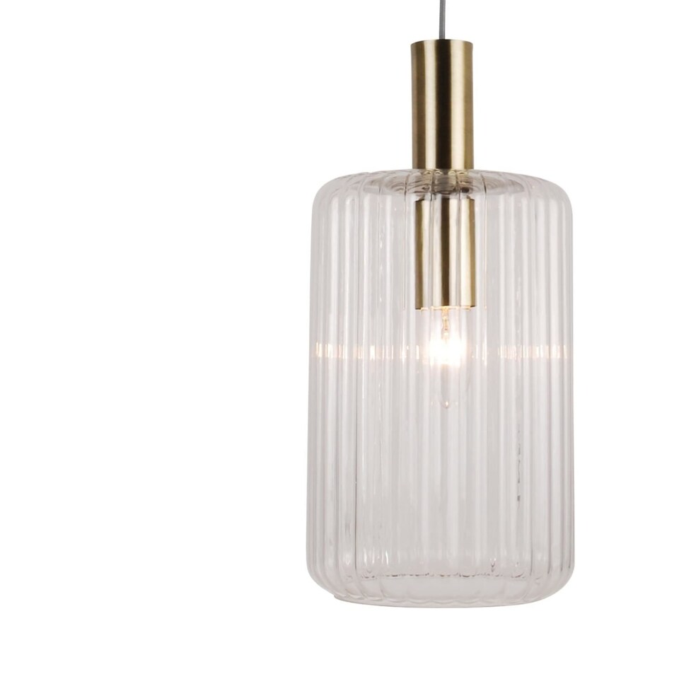image 1 of Fluted Glass Design Pendant Fitting Finished with Clear Glass and Bronze Effect Colour | Bronze | Clear | 1