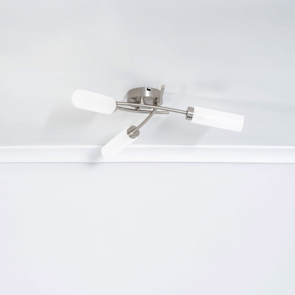 image 1 of ValueLights Maya Brushed Chrome 3 Way Curved Cross Ceiling Light | Chrome