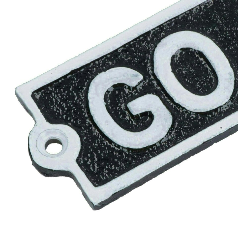 image 1 of Go Away Cast Iron Sign Plaque Door Wall House Home Gate Garden Yard Post