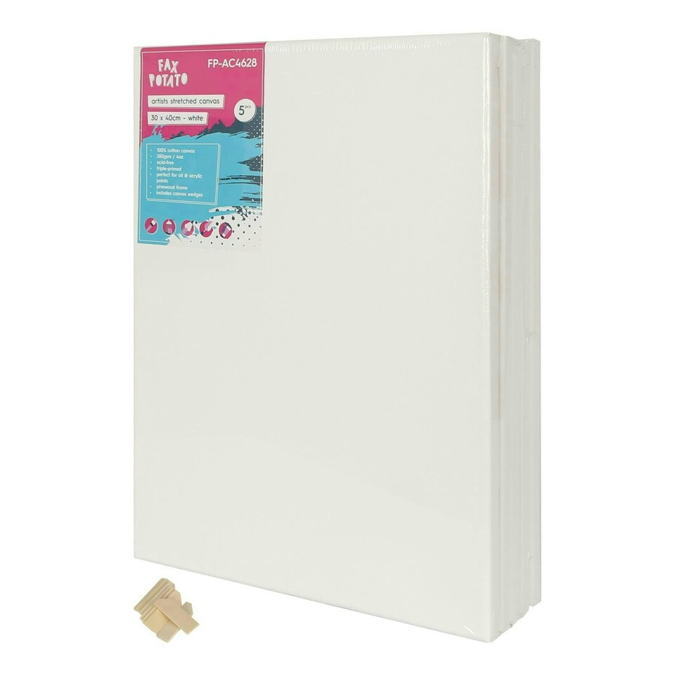 image 1 of Fax Potato Stretched Canvas with Wooden Wedges - 12" x 16" - Pack of 5
