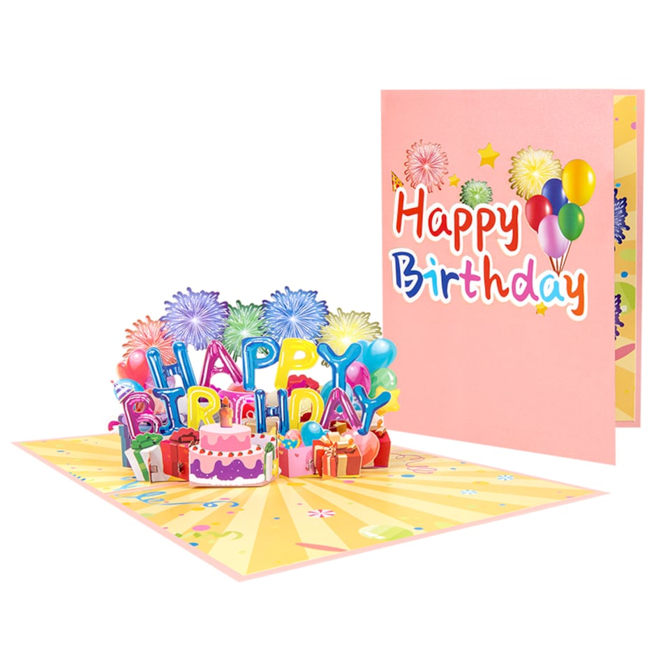 image 1 of Balloons & Bliss Colorful 3D Pop Up Birthday Card