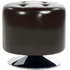 HOMCOM Swivel Foot Stool PU Footstool with Thick Padding Brown Brown
