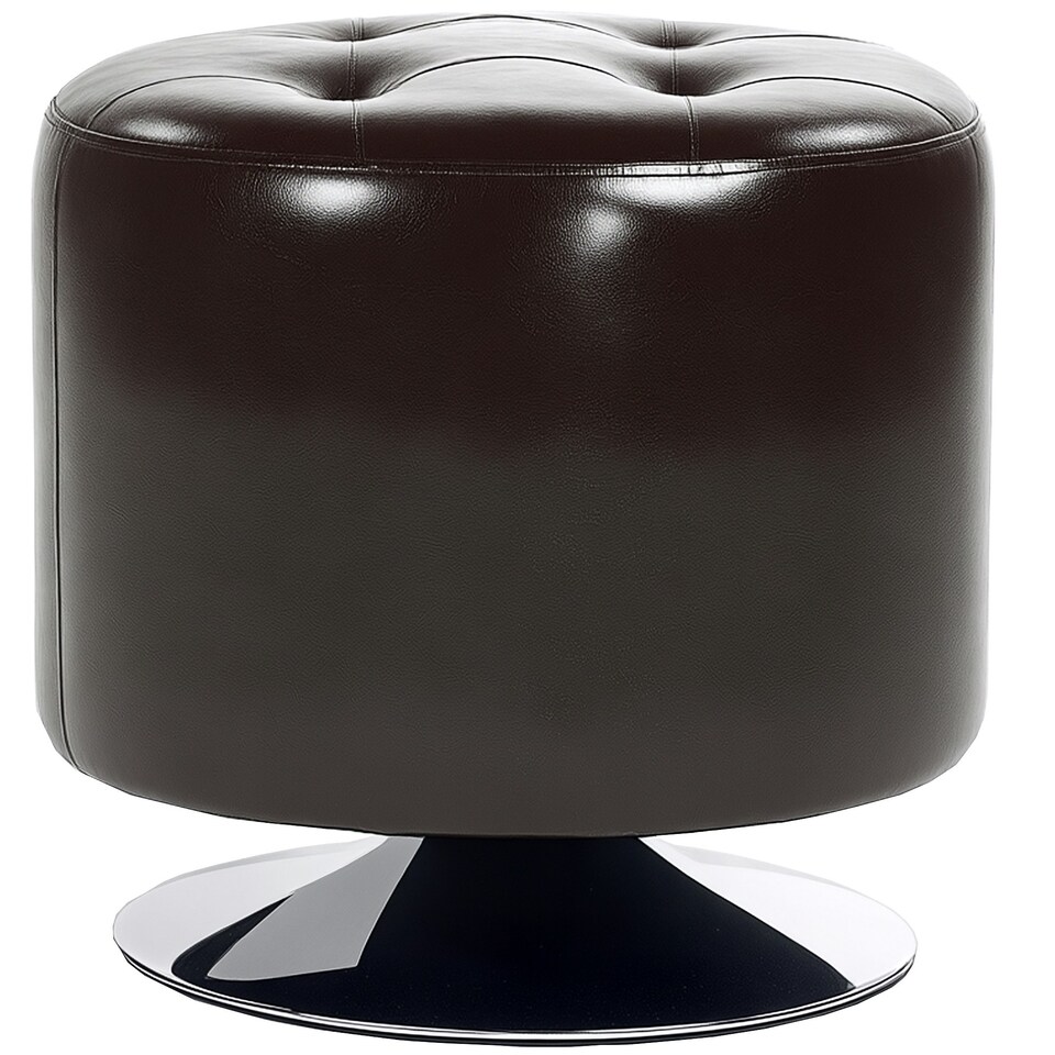 image 1 of HOMCOM Swivel Foot Stool PU Footstool with Thick Padding Brown Brown