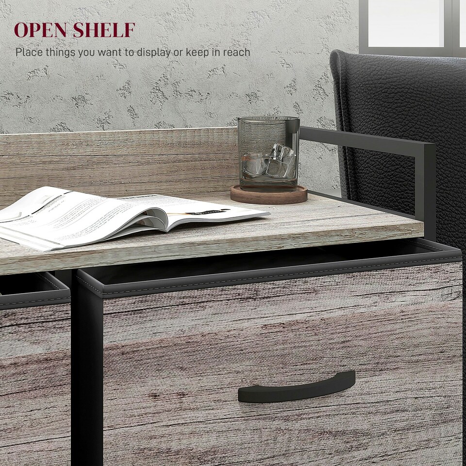 image 1 of HOMCOM Bedroom Chest of Drawers 6 Drawer Dresser w/ Shelf, Grey Wood Effect