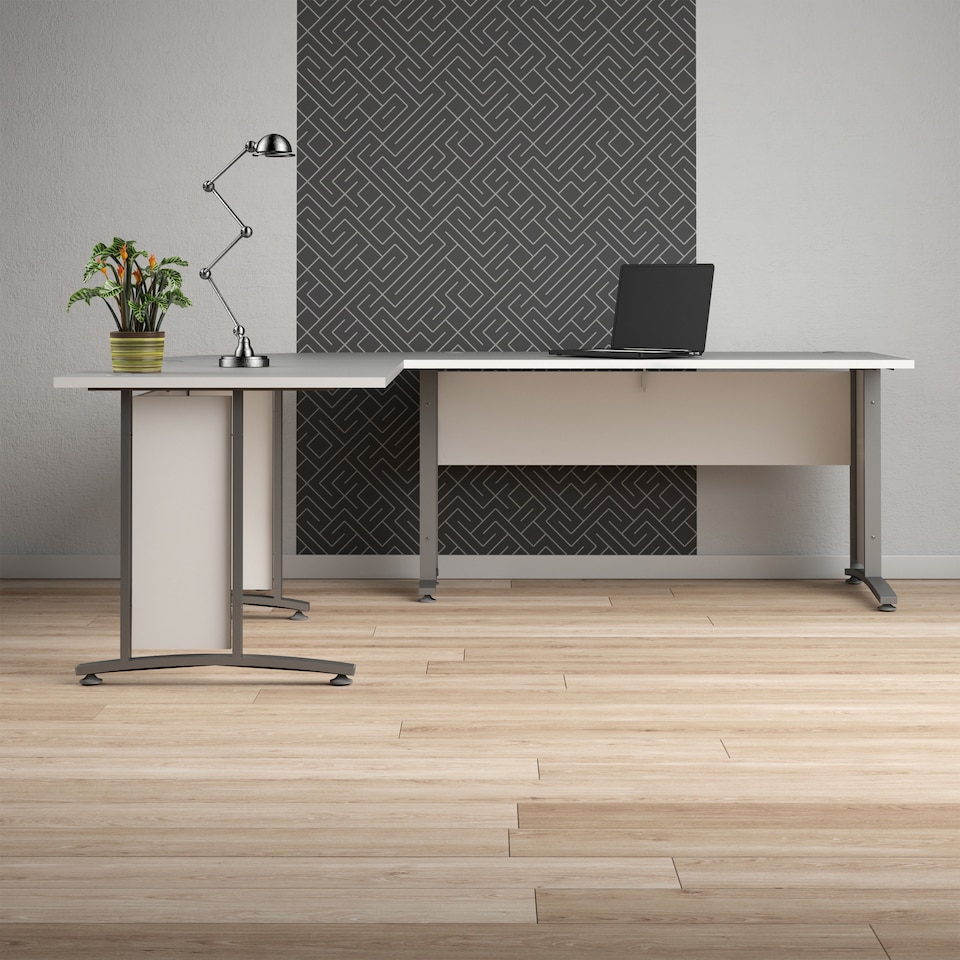 image 1 of Prima Desk 150cm in White with Silver Grey Steel Legs