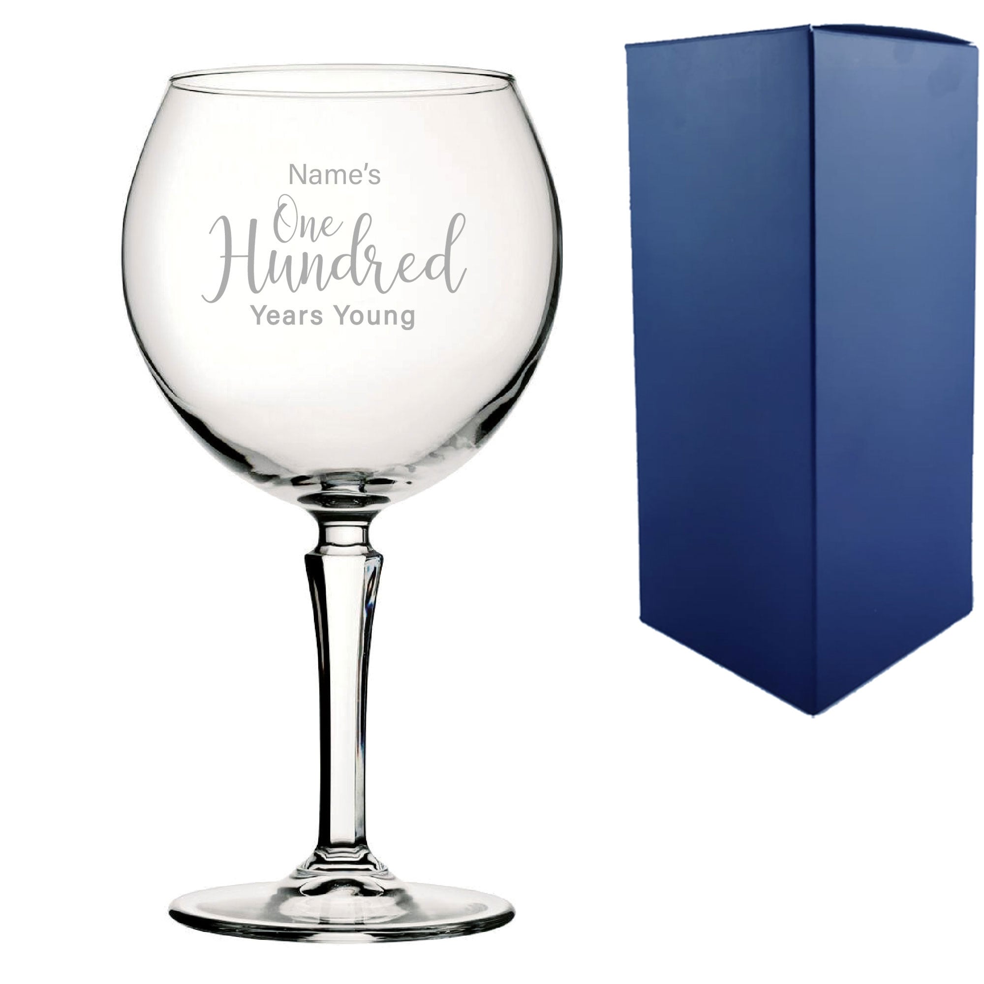 Uniqueful Personalised 100th Birthday Hudson Gin Glass Years Young Delicate Font in Clear | Size: 50ml
