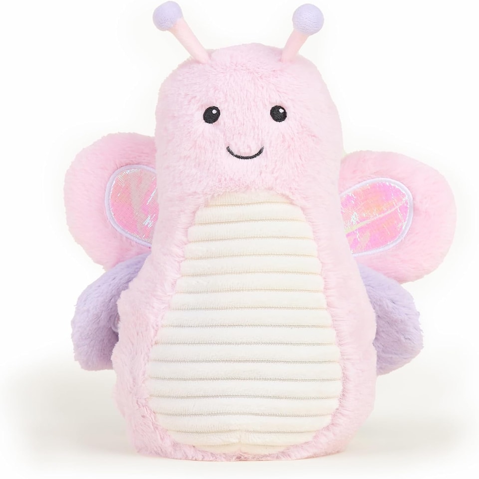 image 1 of Warmies Plush Pink Butterfly, Microwavable Heat Pad, Weighted Cuddly Plushie for Soothing Relief, Lightly Scented with French Lavender - Large