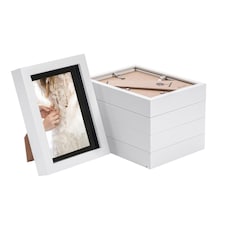 Nicola Spring 5 x 7" Photo Frames - White/Black Mount - 3D Picture Frame Box Portrait Display Case (20 x 15.5cm) Set of 5