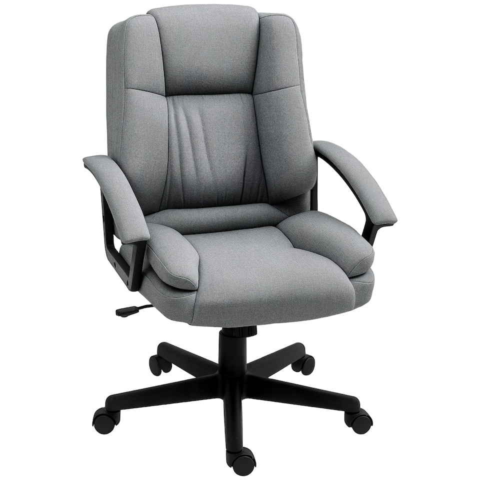 image 1 of HOMCOM Swivel Executive Office Chair Mid Back Chair w/ Arm, Grey