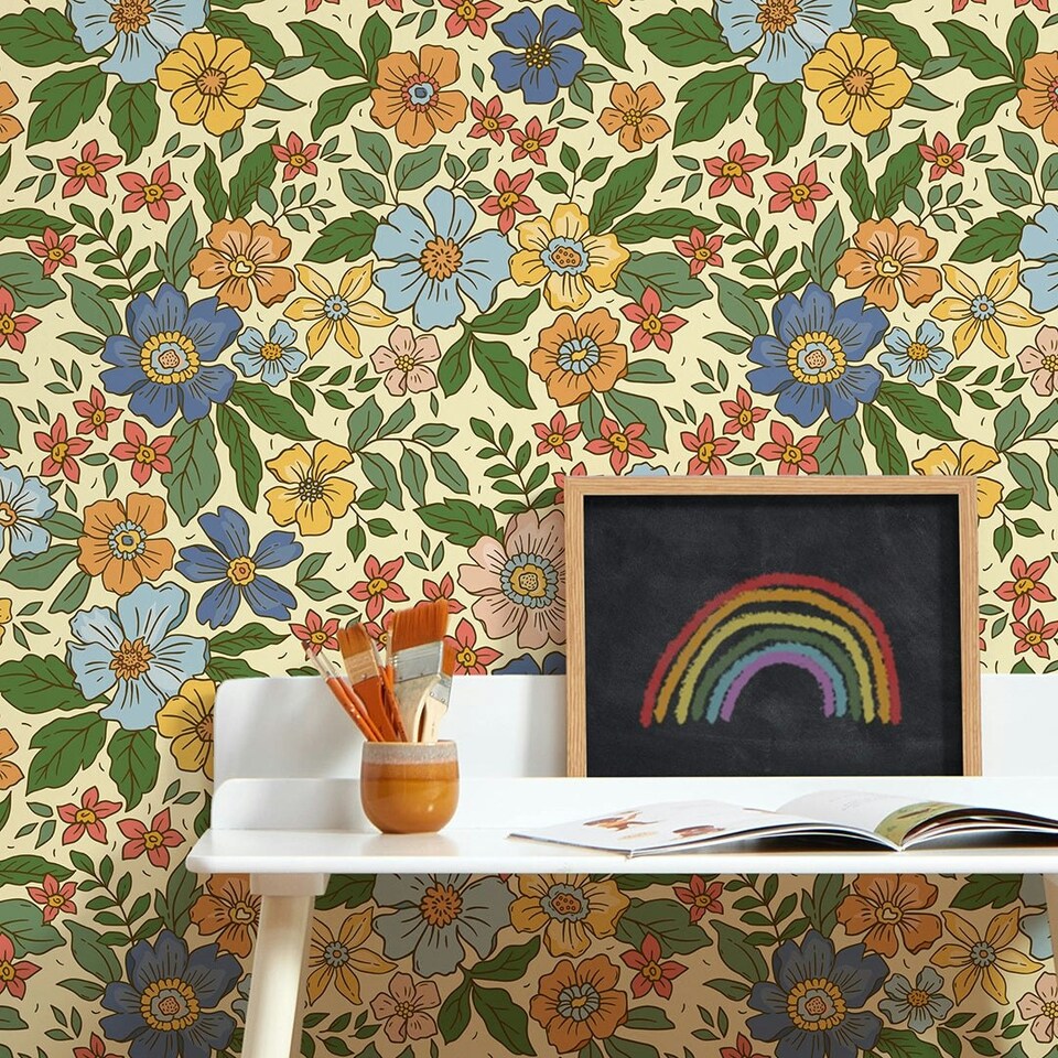 image 1 of Gorgeous Gardenia Wallpaper in Lemon Multi
