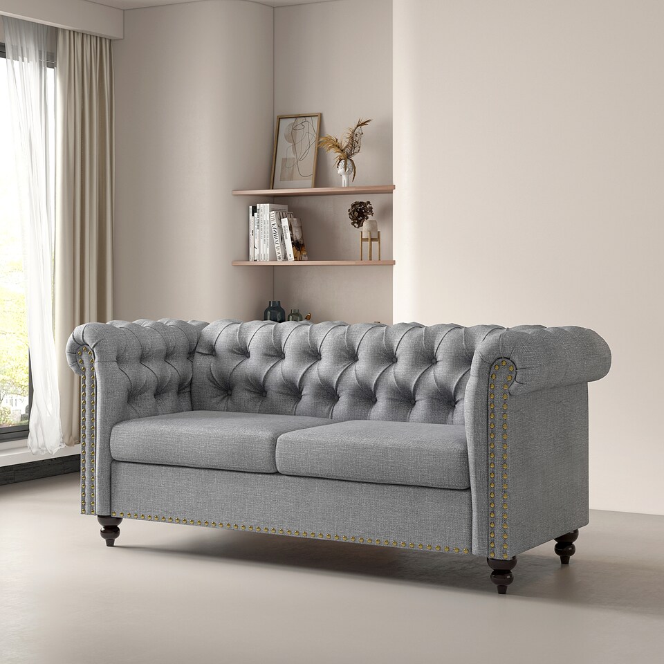 image 1 of Chesterfield Fabric Button back Sofa Settee - Victoria