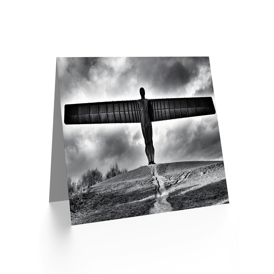 image 1 of Angel Of The North Gateshead Black White Photo Art Card