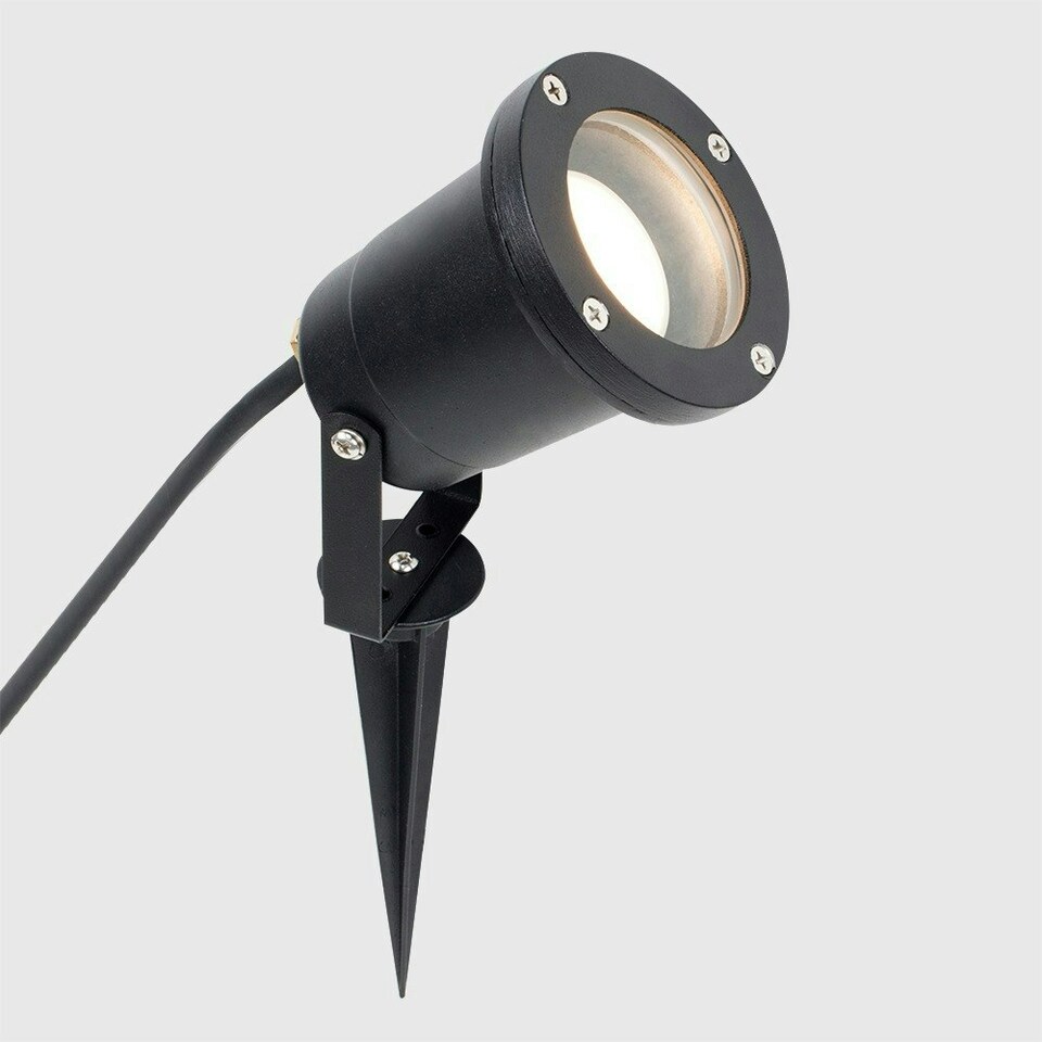 image 1 of ValueLights Berwick Pack of 4 - 3 in 1 Ground/Wall/Spike Outdoor Lights In Black Finish - IP65 Rated with LED Bulb