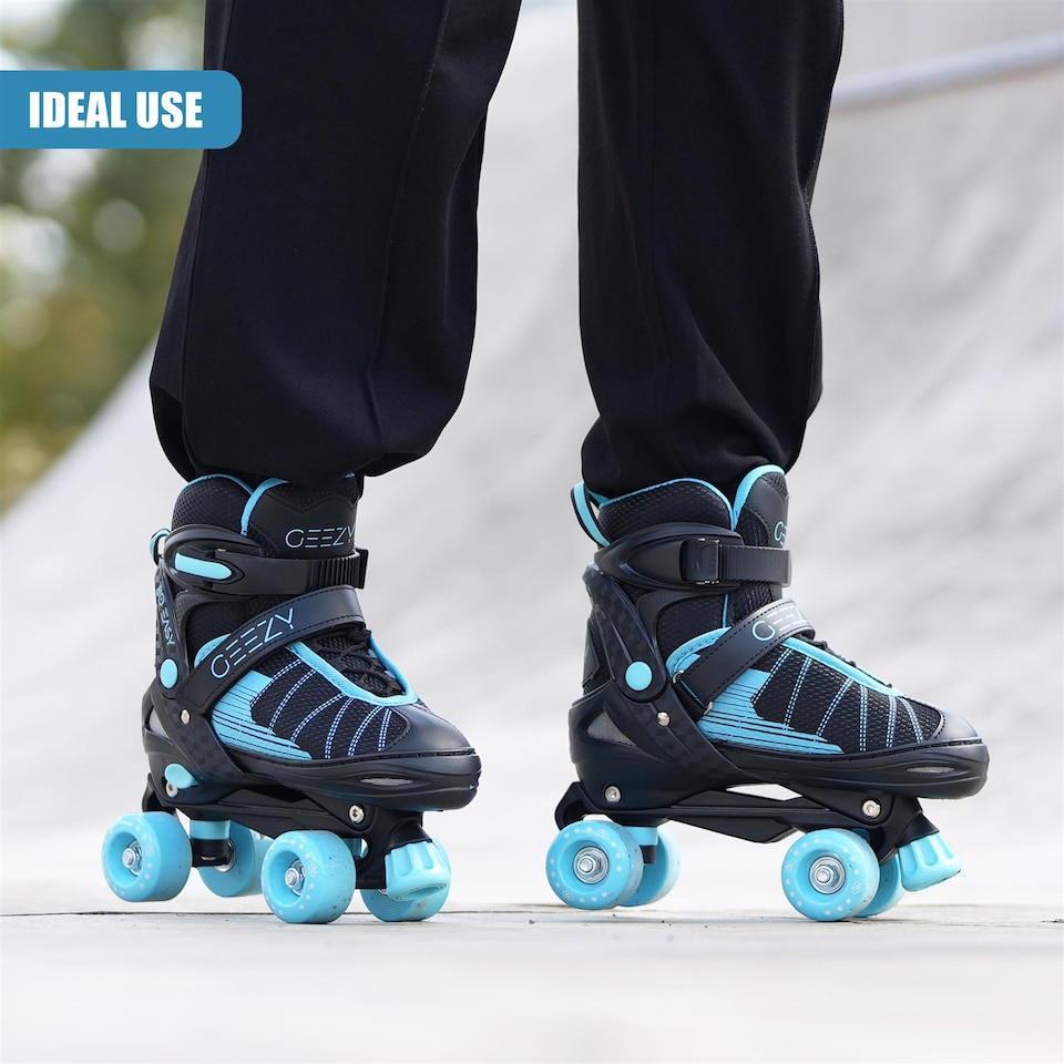 image 1 of The Magic Toy Shop Black And Blue Adjustable Quad Roller Skates Small UK 11 - 1
