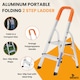 image 2 of Lightweight Step Ladders - Compact Aluminium Stepladder with Non-Slip Wide Step, Portable Silver Color - Tall Folding Ladder with Platform Silver | 2- Step 88cm