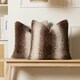 image 5 of OHS 2 x Faux Fur Striped Patterned Filled Cushions, 45x45cm - Brown