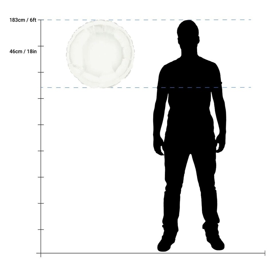 image 1 of White Round Foil Helium Balloon 46cm / 18 in