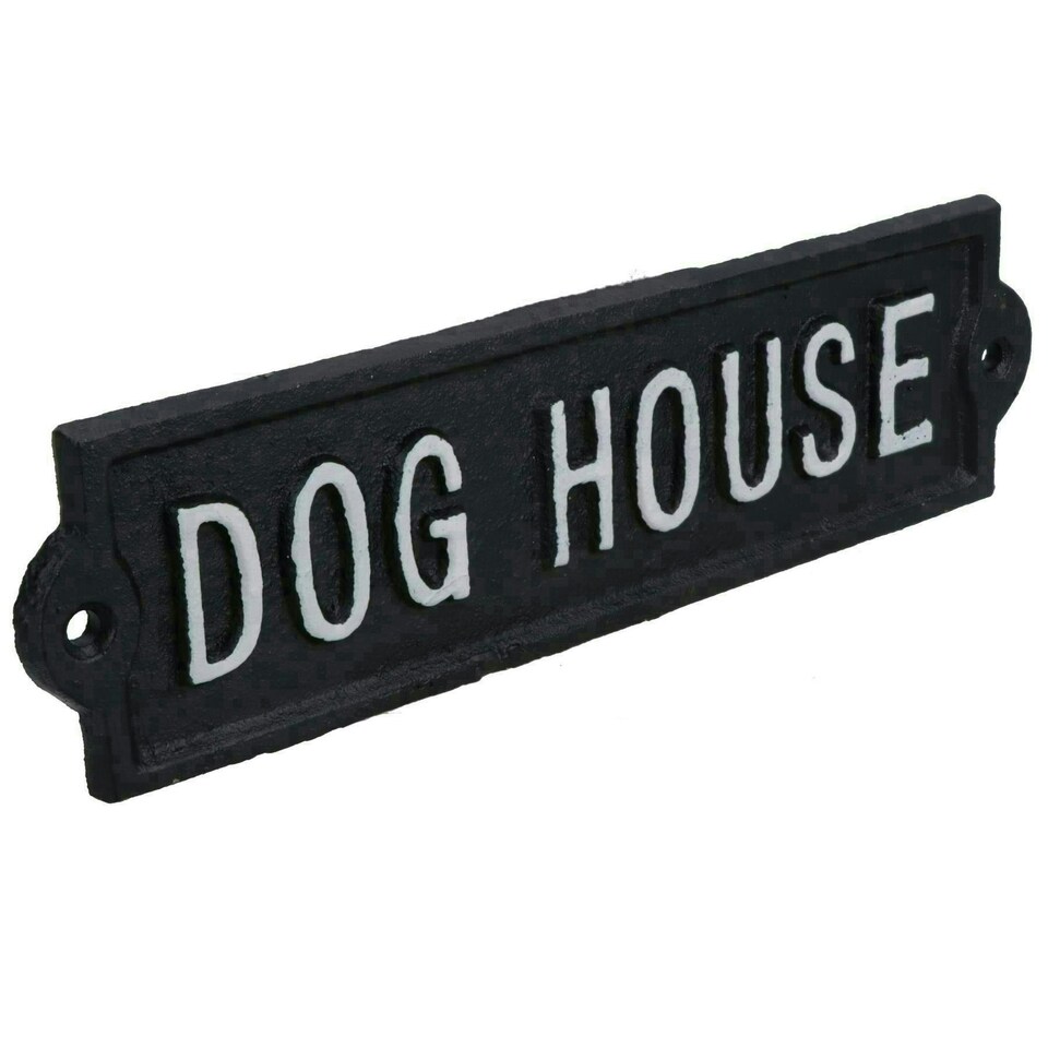 image 1 of Dog House Cast Iron Sign Plaque Wall Door Fence Gate Post House Garden Yard