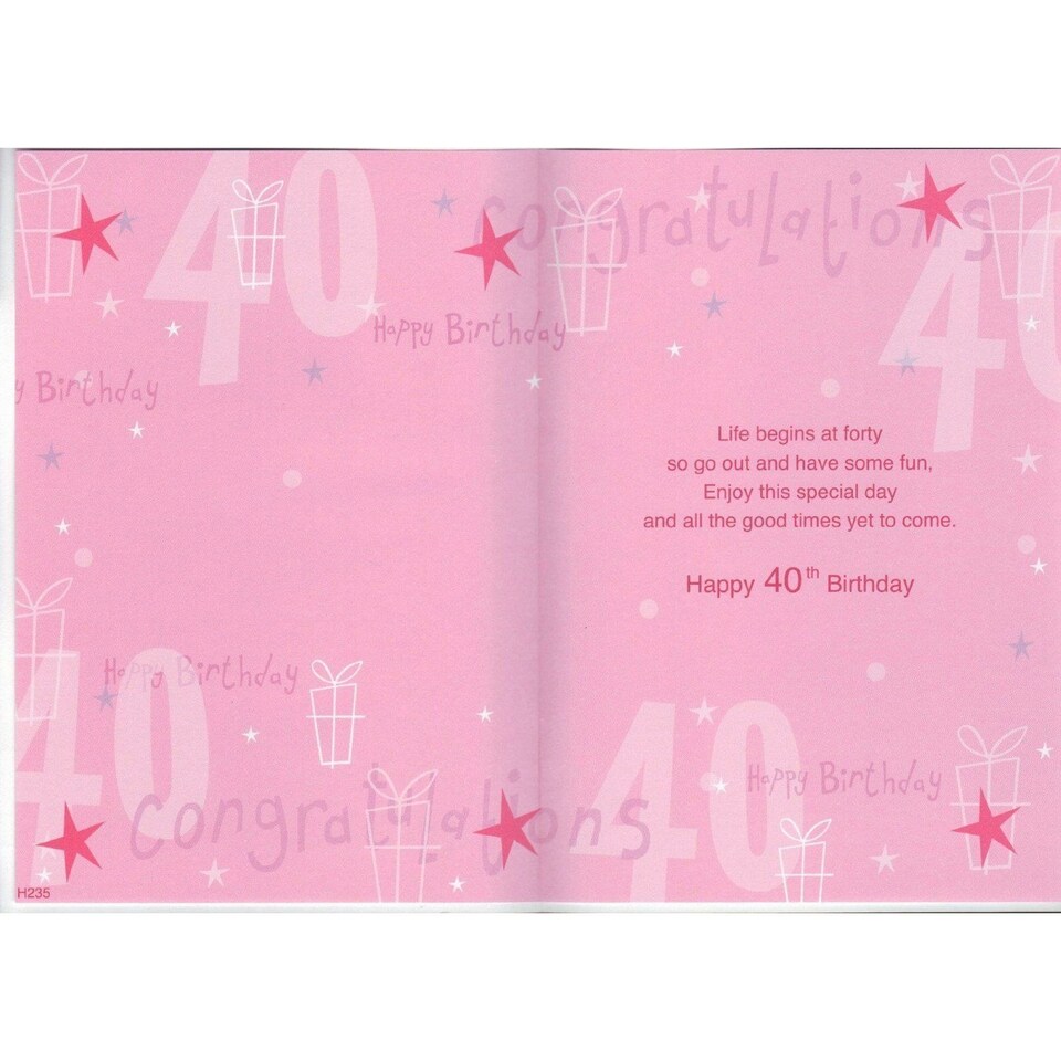 image 1 of Happy 40th Birthday Nice Verse Foil Card