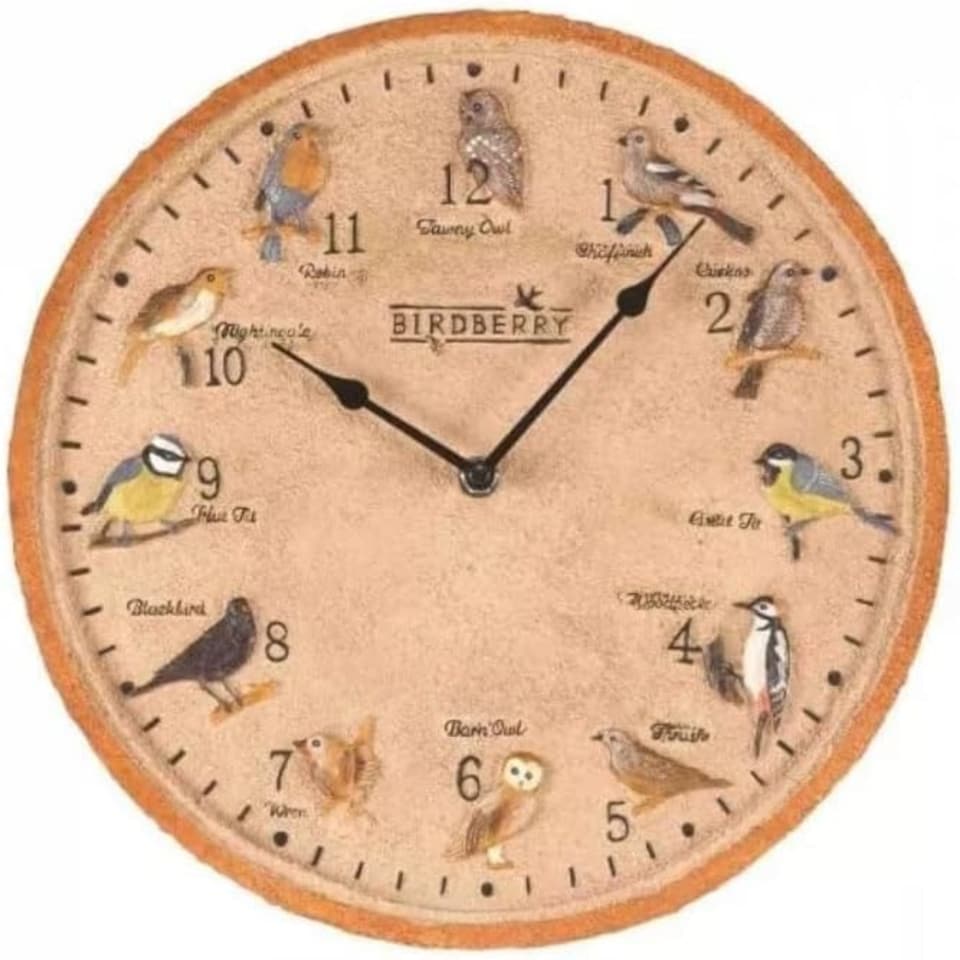 image 1 of Marco Paul 30cm Bird Design Garden Clock and Thermometer | Cream